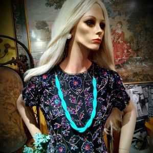 Papell Boutique Evening Beaded Top Blouse.  Size PM